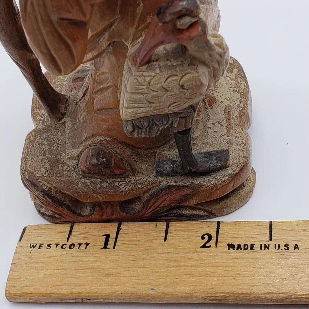 Chinese God of Longevity Statue Shou Lao Shou Hand Carved Wood Statue